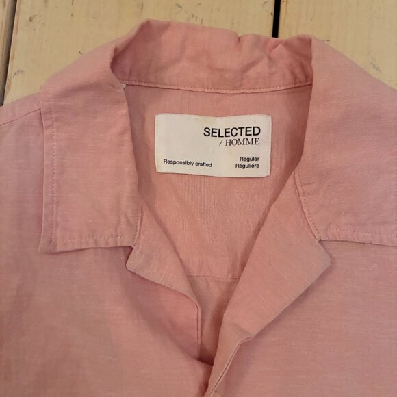 Selected Homme Pink Short Sleeve Button Up - Picture 2 of 2